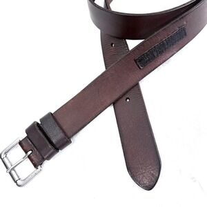 Polo Ralph Lauren Mens Dark Brown Leather Casual Dress Belt Silver Buckle Sz 42